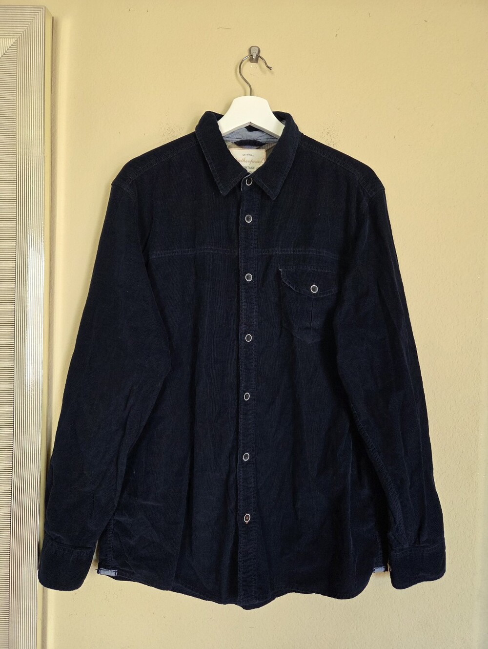 Weatherproof Dark Navy Corduroy Button-Up Shirt